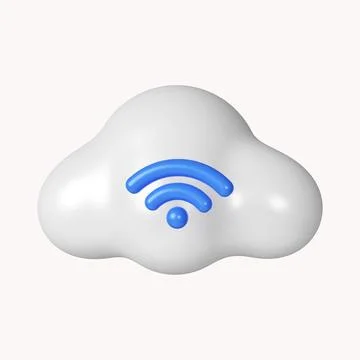 3d cloud wireless. Wireless network and connection cloud. icon isolated on white Stock Illustration