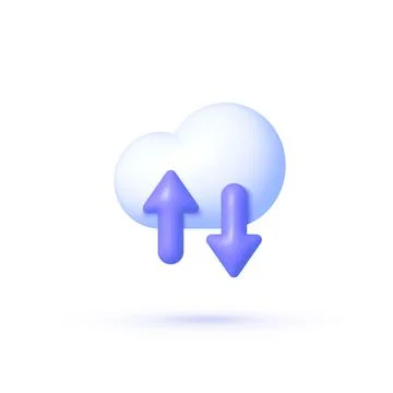 3d clouds arrow for concept design. Technology security. Cloud computing Illustrazione stock