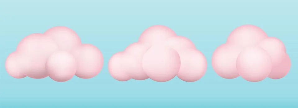 3d clouds set. Realistic clouds icons. 3d geometric shapes. Vector illustrati イラスト素材