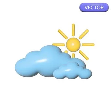 3d clouds, sunny vector  for design, printing, social networks Stock Illustration