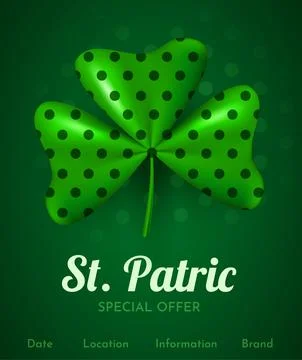 3d clover leaf. Happy St. Patric's day. Special offer banner. Stock Illustration