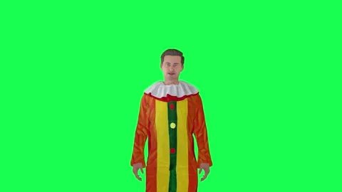 3d clown man talking isolated front angle chroma key Video stock 257685970
