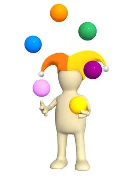3d clown - puppet, juggling with balls Stock Illustration