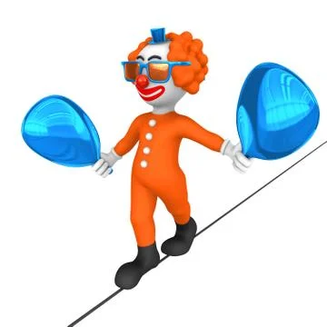 3d clown. Rope walker. Stock Illustration