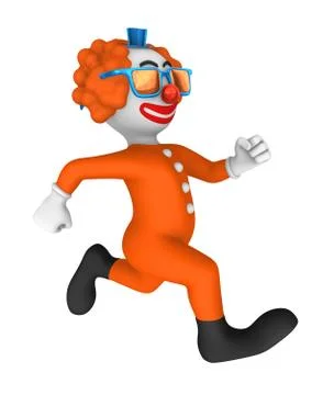 3d clown. Runner. Stock Illustration