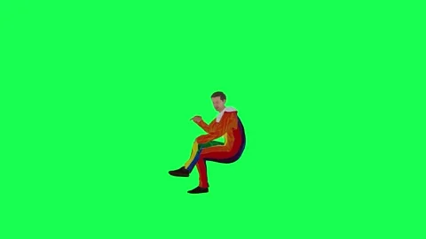 3d clown sitting talking right angle chroma key green screen Stock-Footage 257686018
