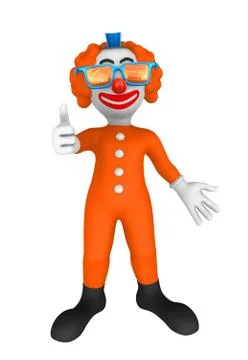 3d clown. Thumb up gesture. Stock Illustration
