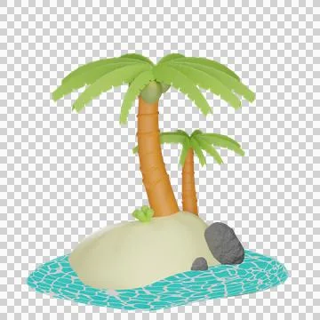 3d coconut tree illustration with transparent background Stock Illustration