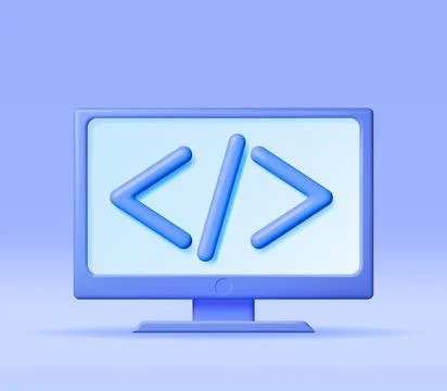 3d Code Icon on Computer Stock Illustration