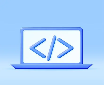 3d Code Icon on Computer Stock Illustration
