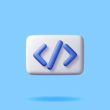 3d code icon isolated on blue Stock Illustration