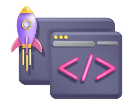 3D code icon, vector business python abstract api, technology computer design Stock Illustration