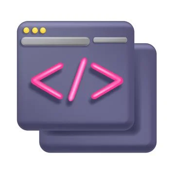 3D code icon, vector python abstract api, business technology computer design 스톡 일러스트