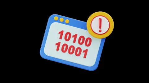 3D Coding Error Binary Code Glitch Animation, Alpha Channel Stock Footage 312625414