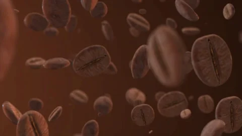 3D Coffee Beans Falling Background Stock Footage 232196200