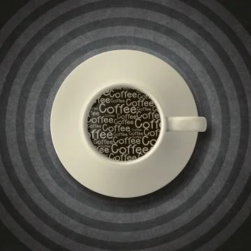 3d coffee cup and text in side as vintage style Stock Illustration