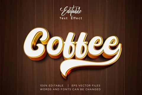3D Coffee Editable Text Effect Warm Cafe Beverage Typography Vector EPS Stock Illustration