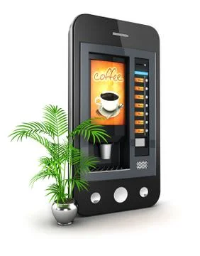 3d coffee machine smartphone Stock Illustration