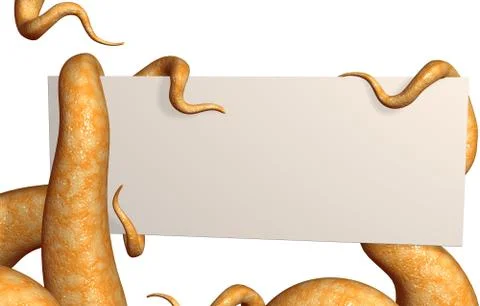 The 3d coiling tentacles, holding an empty card Stock Illustration