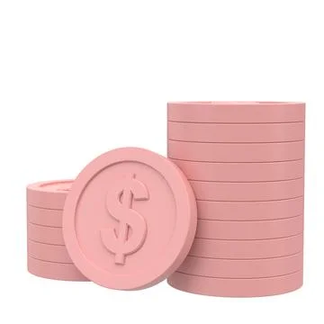 3D coin. Coin stack. 3D illustration. Stock Illustration