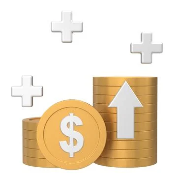 3D coin. Coin stack. Saving money. 3D illustration. イラスト素材