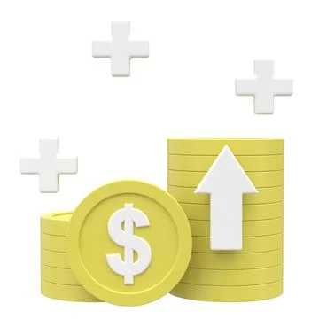 3D coin. Coin stack. Saving money. 3D illustration. 스톡 일러스트