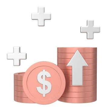 3D coin. Coin stack. Saving money. 3D illustration. Stock Illustration