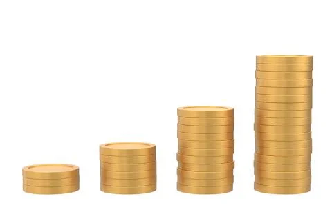 3D coin stack. Growth graph. 3D illustration. Stock Illustration