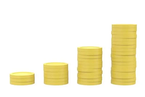 3D coin stack. Growth graph. 3D illustration. Stock Illustration