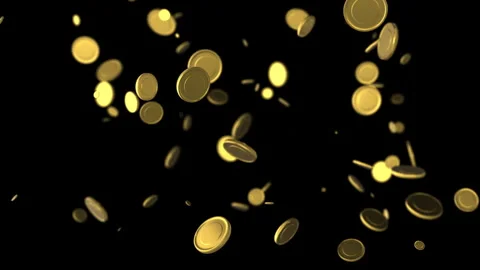 3d coins falling raining with matted alpha Stock-Footage 270182892