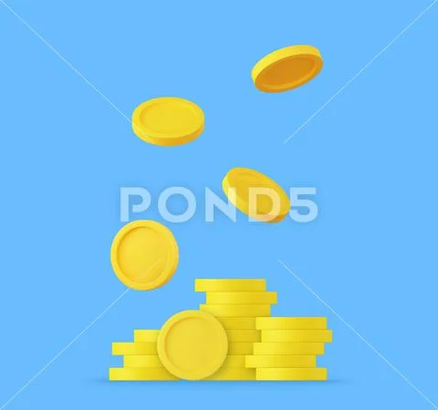 3d Coins stack. Иллюстрация