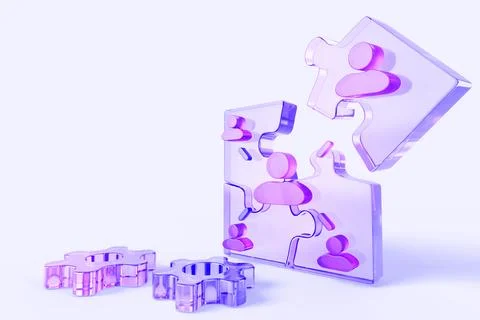 3d collaborative development, isometric business concept render. Glass Stock Illustration