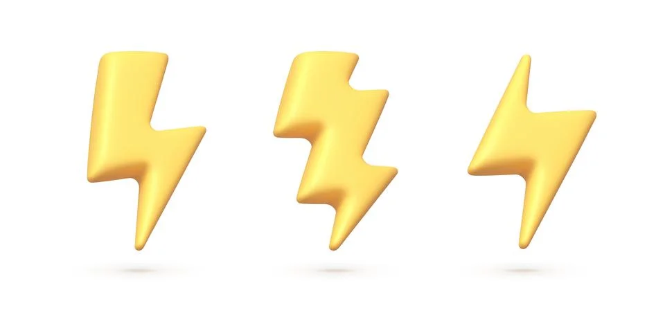 3d collection with bolt 3d. 3d yellow sale banner. Realistic yellow icon on Stock-Illustration
