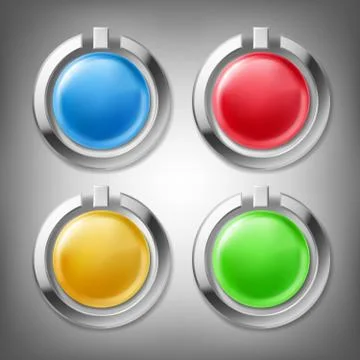 3D color buttons in metal frames Stock-Illustration