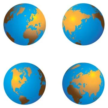 3d color continent globe Stock Illustration