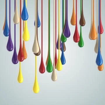 3D color glossy paint drop blobs Stock Illustration