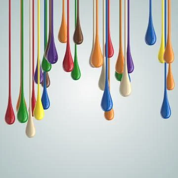 3D color glossy paint drop blobs Stock Illustration