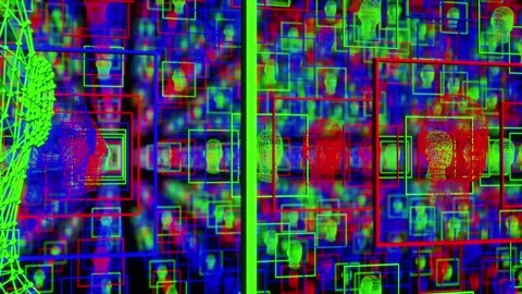 3D color wire face database iot Video stock 282160718