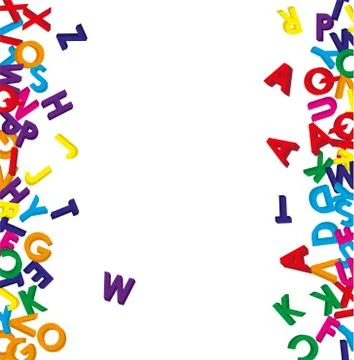 3D COLORED ENGLISH ALPHABETS RANDOMLY SCATTER Stock Illustration