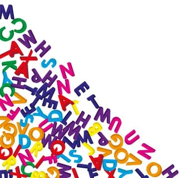 3D COLORED ENGLISH ALPHABETS RANDOMLY SCATTER Stock Illustration