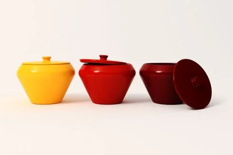3d colored jars on white background Stock Illustration