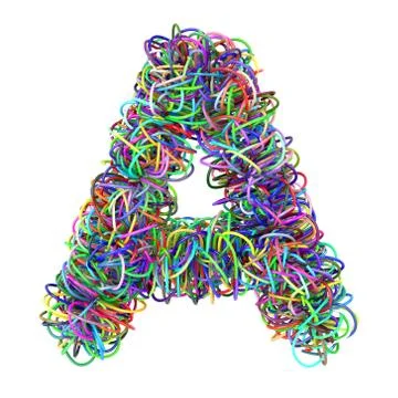 3d colored wires creative cartoon decorative letter A Stock Illustration