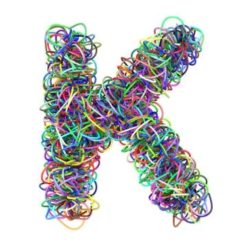 3d colored wires creative cartoon decorative letter K 스톡 일러스트
