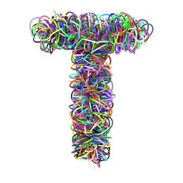 3d colored wires creative cartoon decorative letter T 스톡 일러스트