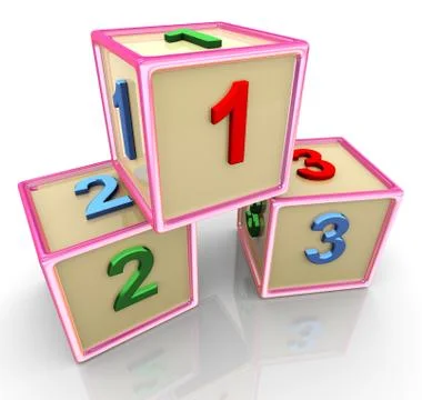 3d colorful 123 cubes Stock Illustration