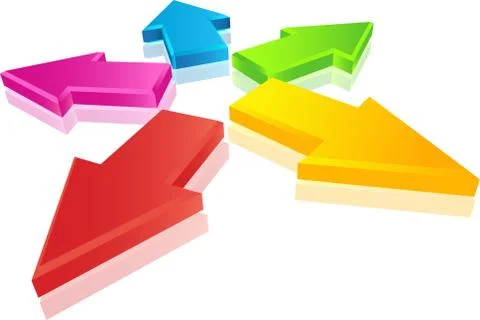 3D Colorful arrows 库存插图