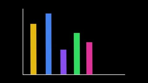 3D colorful bar chart animation rising with glowing Video stock 342408237