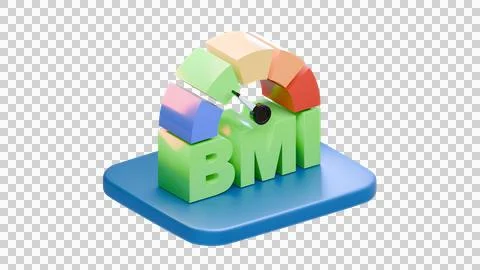 3D colorful BMI chart on blue base isolated on transparent background Stock Illustration