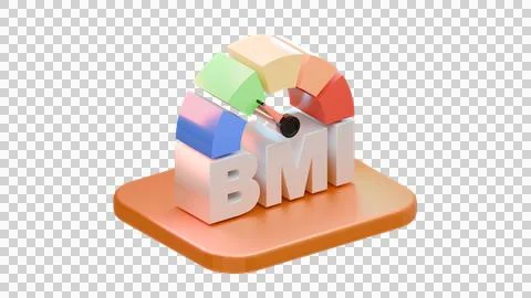 3D colorful BMI chart with orange base isolated on transparent background Stock Illustration