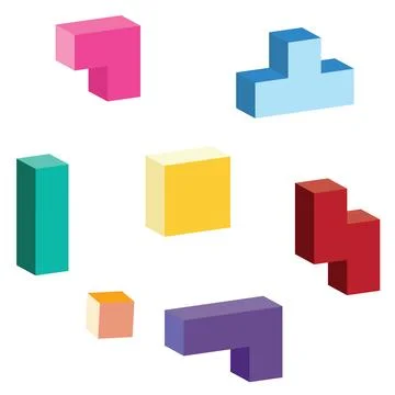 3D Colorful bricks Stock Illustration